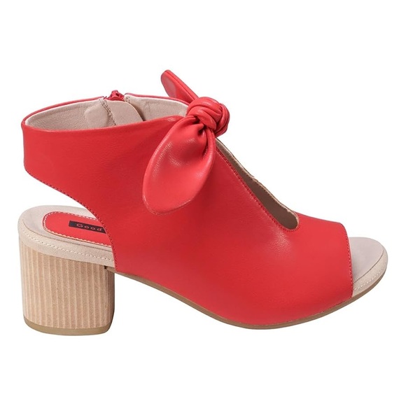 Good Choice Kimora Red Bow Detail Open-Toe Block Heel Shooties Sz 7.5 BNWB - Picture 5 of 8